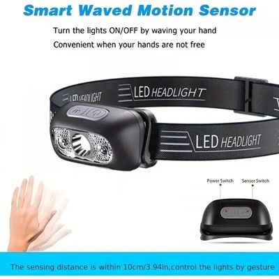 LED челник, фенер за глава, CREE LED , със сензор за движение, micro USB