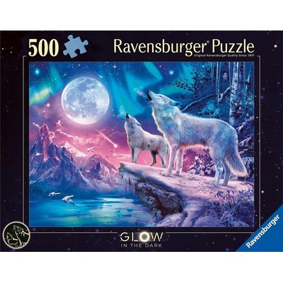 Ravensburger 2D Svítící Vlk v polární záře 500 dílků