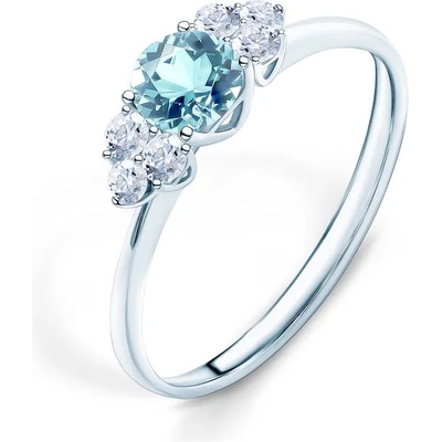 SAVICKI Годежен пръстен Fairytale: бяло злато, аквамарин
