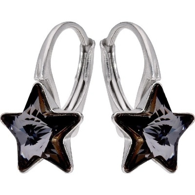 Swarovski Elements star Dětské stříbrné visací černo šedé hvězdičky 31227.5 Silver Night černá šedá duhová