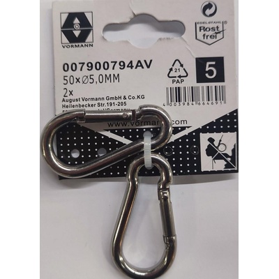 Vorman КАРАБИНА НЕРЪЖД СТОМ 5mm 50x8/5.5 2БР (4003984664691)