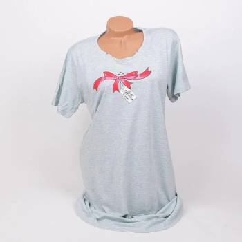 Image 1 of Нощница за кърмачки в бледозелен меланж с червена панделка