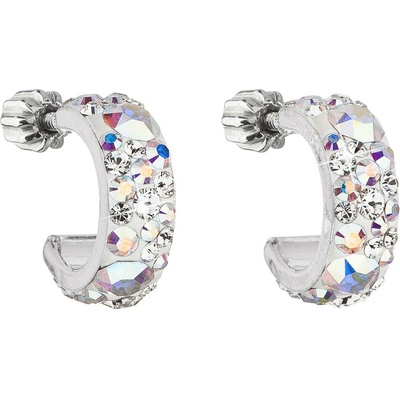 Pavona Stříbrné náušnice kruhy s krystaly Swarovski ab efekt půlkruh 31118.2