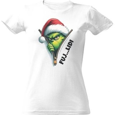 Tričko s potiskem Grinch-Fuj lidi-Vánoční motiv-dámské dámské Bílá – Sleviste.cz
