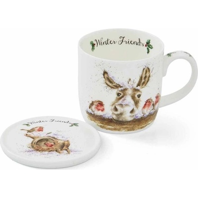 Design Royal Worcester Porcelánový hrnek s podšálkem Wrendale s Winter Friends 310 ml