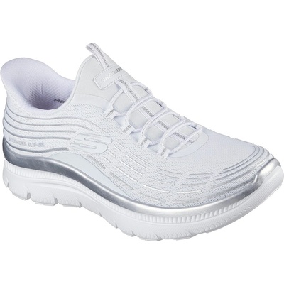Skechers Маратонки Skechers Women's Mesh Bungee Glitter Print Slip On Trainers - White/Silver