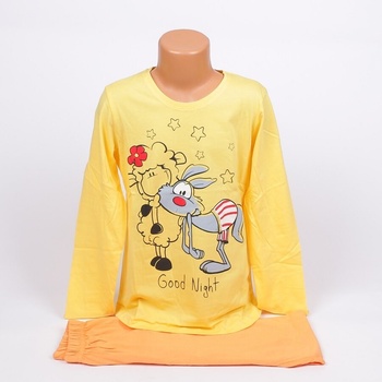 Детско-юношеска пижама в жълто и оранжево с апликация