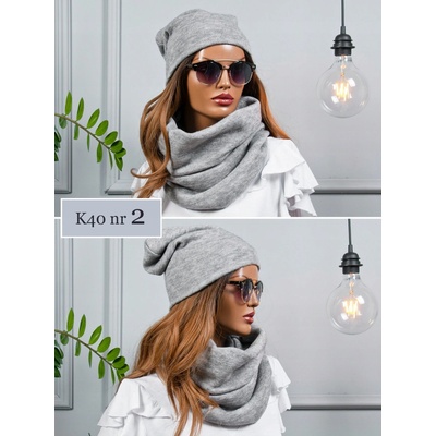 Fashionweek Moderni zimní set čepice a šála FAN01/K40 šedý