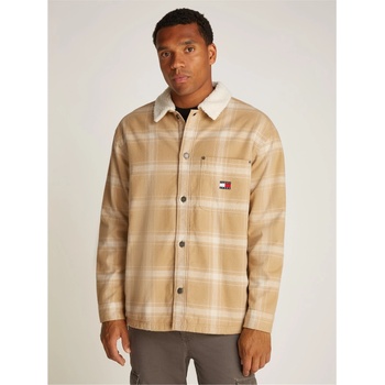 Image 1 of Tommy Jeans Men's Check Teddy Overshirt - Relic Tan