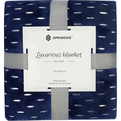 Springos Plyšová deka Ember tmavě modrá 150x200