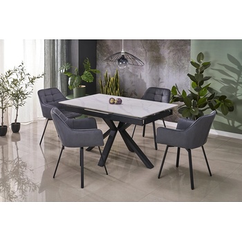 Halmar Разтегателна трапезна маса platan бял мрамор / черно