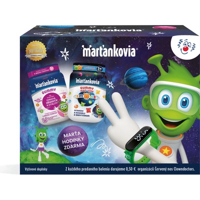 Stada Marťankovia GUMMY s Bazou čiernou 50 ks + Emojis 50 ks + Marťahodinky