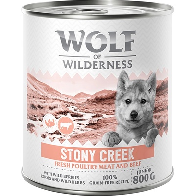 Wolf of Wilderness Junior “Expedition” 6 x 800 g - Stony Creek - hydina s hovädzím
