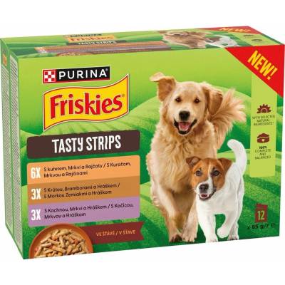 Friskies Tasty Strips kura morka kačica v šťave 12 x 85 g