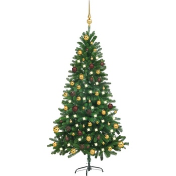 zahrada-XL Umělý vánoční stromek s LED a sadou koulí 150 cm zelený