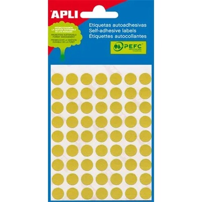 APLI Етикети, кръгли, 13 мм, с ръкописен текст, цветни, apli, жълти, 175 етикета в опаковка 2055 (2055)