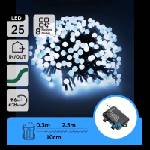 Aigostar - LED външна коледна гирлянда 25xLED/8 функции 3xAA 2, 8m IP44 студено бяла (AI2418)