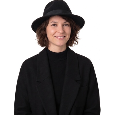 Fiebig plstěný klobouk fedora nemačkavý Itálie černý