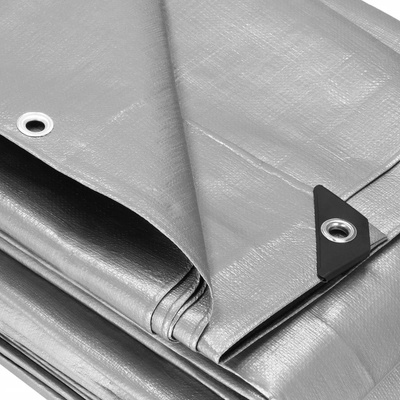 Springros krycí plachta s oky 6 x 8 m extra silná 210g PE stříbrná PROTECT GA2139-XG