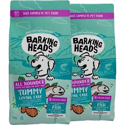 Barking Heads All Hounder Tummy Loving Care Fish 2 x 12 kg