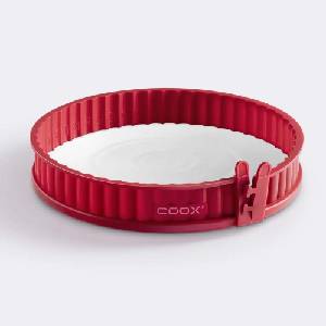 coox 26 см червена силиконова форма за киш с порцеланова основа coox