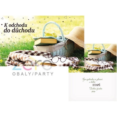 Přání s textem k odchodu do důchodů + obálka - piknik – Zboží Mobilmania