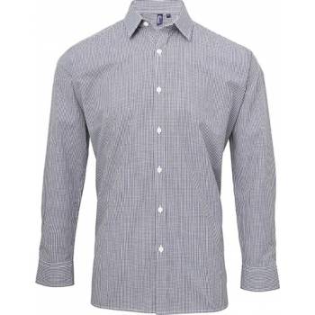 Premier Workwear pánská popelínová košile gingham s drobným kostkovaným vzorem PW220 modrá námořní bílá