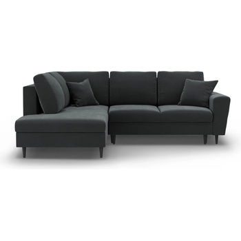 Cosmopolitan Design Тъмносив кадифен разтегателен ъглов диван с място за съхранение (ляв ъгъл/L форма) Kyoto - Cosmopolitan Design (COS_LCF_L_2_F1_KYOTO9)