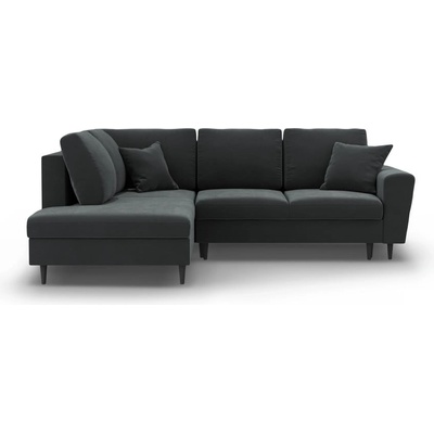 Cosmopolitan Design Тъмносив кадифен разтегателен ъглов диван с място за съхранение (ляв ъгъл/L форма) Kyoto - Cosmopolitan Design (COS_LCF_L_2_F1_KYOTO9)
