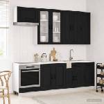 vidaXL Кухненски единица KALMAR 8 бр. Черно Инженерна дървесина (3438194)