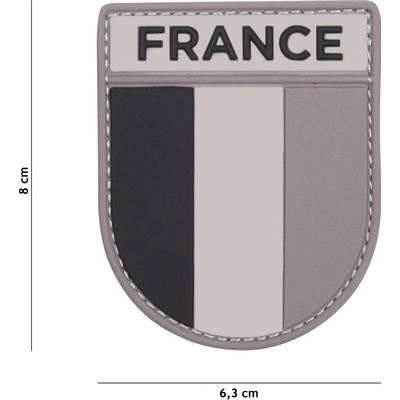 Gumová nášivka 101 Inc Army vlajka Francúzsko - sivá