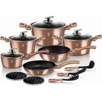 Berlingerhaus Sada hrncov s mramorovým povrchom 15 dielna Metallic Line Rose Gold Edition BH-1224N