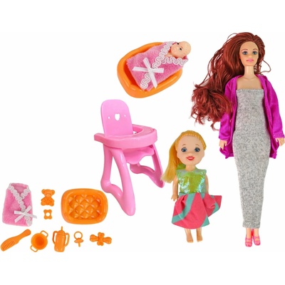 LEAN TOYS Tehotná bábika s bábätkom a doplnkami