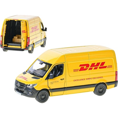 Kinsmart Mercedes-Benz DHL 12,5 cm kov na zpětný chod