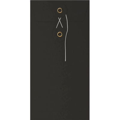 Barevné obálky se šňůrkovým a kotoučovým uzávěrem - 220 x 110 mm (DL) - Černá