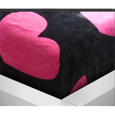 České povlečení Mikroplyšové-mikroflanelové prostěradlo srdce 90x200x25
