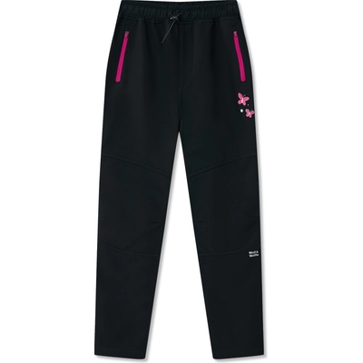 Wolf & Wolfie B2592 Dívčí softshellové kalhoty, zateplené černá motýlci