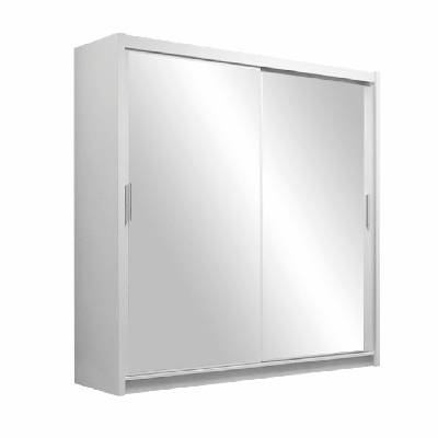 Casarredo PARIS, šatní skříň s posuvnými dveřmi 203cm, bílá / zrcadla