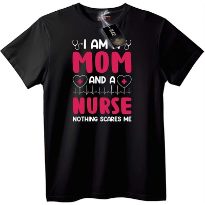 NOONEBRAND Тениска Аз Съм Майка и Медицинска Сестра - 4XL, Black