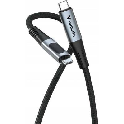 Kabel Verbatim USB-C(M) – USB-C(M) s displejem, 1,2 m, 100 W, PD, černý