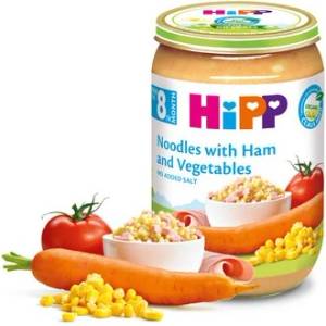 Hipp БИО пюре Макарони с Шунка и Зеленчуци 8м+ 220г