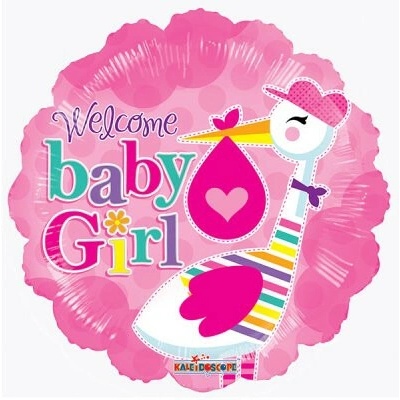 Kaleidoscope Kruh Bocian BABY GIRL 18" 46 cm fóliový balónik