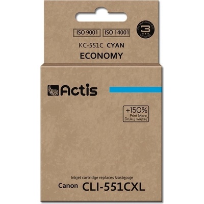 Compatible KC-551C ink (replacement for Canon CLI-551C; Standard; 12 ml; cyan (with chip) (KC-551C)