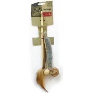 Mpets Играчка за котки M-Pets NATURA Trio Wand - Въдица Трио, натурална, със звънче и котешка трева 5x5x35 см - Белгия 20601799