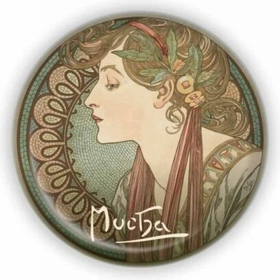 Kovový otvírák Alfons Mucha - Laurel, o 5,8 cm