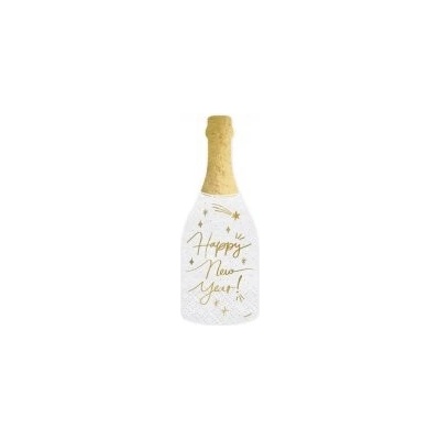 PartyDeco Ubrousky papírové - Lahev šampaňského 20ks 7x19cm