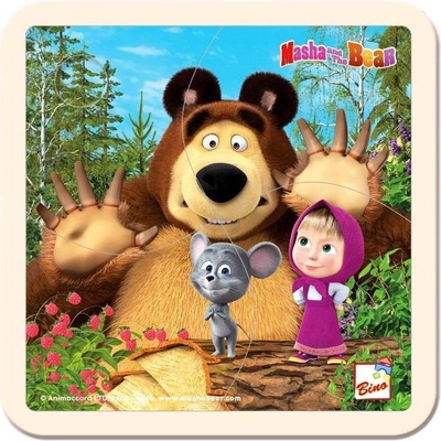 Bino Puzzle Máša a Medveď s myškou 4 dieliky