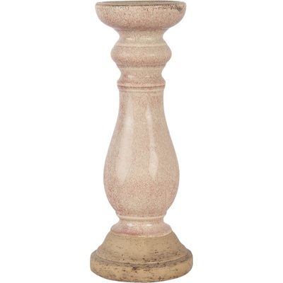 Světle růžový svícen se zdobenou nohou - Ø 14*36 cm - Clayre & Eef