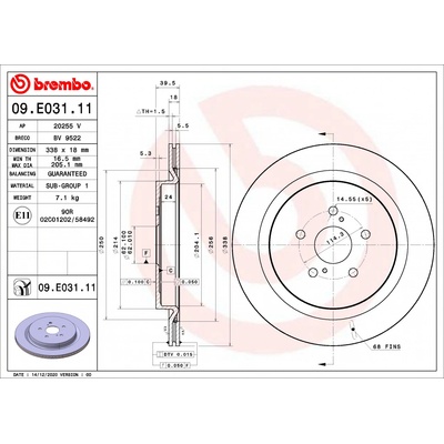 Brzdový kotouč BREMBO 09.E031.11