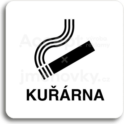 ACCEPT Piktogram kuřárna - bílá tabulka - černý tisk bez rámečku